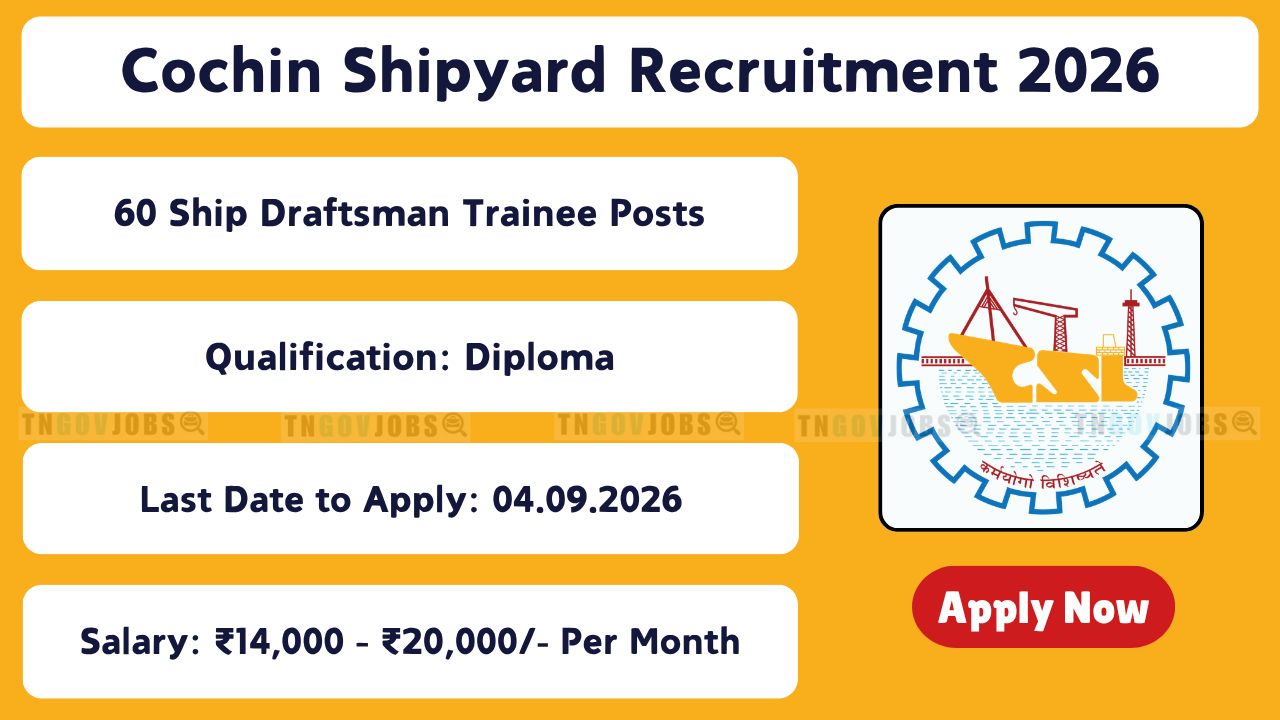 Cochin Shipyard Ship Draftsman Trainee Recruitment 2026