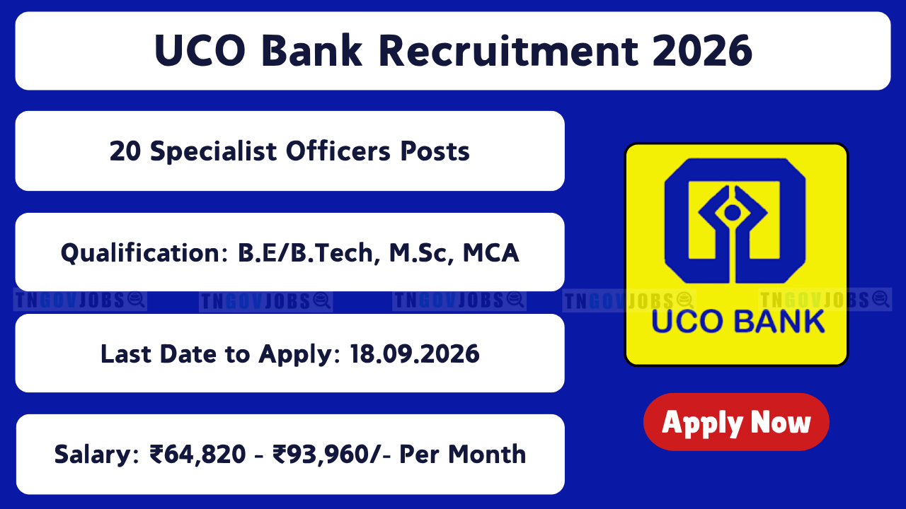 UCO Bank Specialist Officers Recruitment 2026