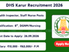 DHS Karur Recruitment 2026