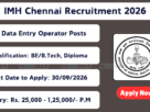 IMH Chennai Data Entry Operator Recruitment 2026