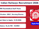RRB Recruitment 2026 590 Paramedical Staff Posts