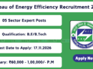 Bureau of Energy Efficiency Recruitment 2026