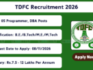 TDFC Recruitment 2026